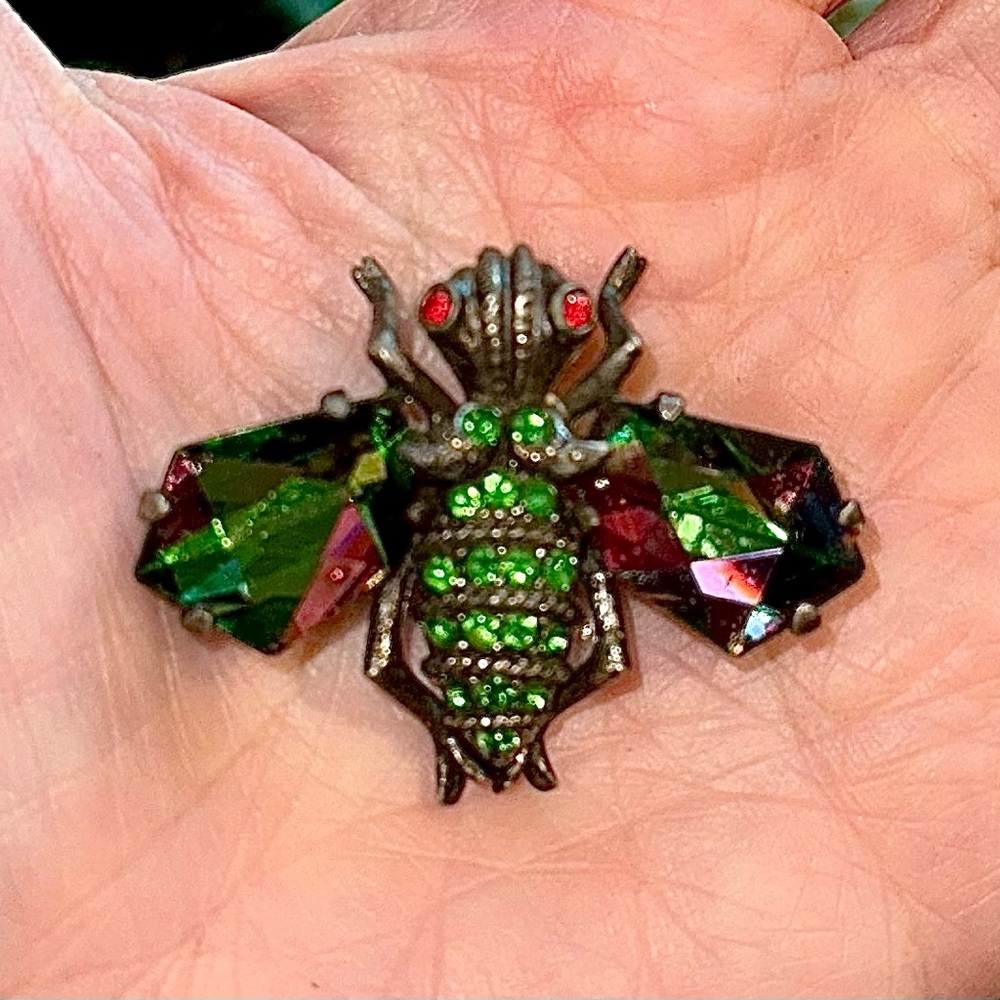 Rare Spectacular vintage Weiss watermelon crystal brooch pin signed